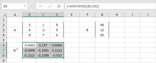 System of linear equations in Excel