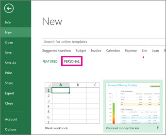 Templates in Excel