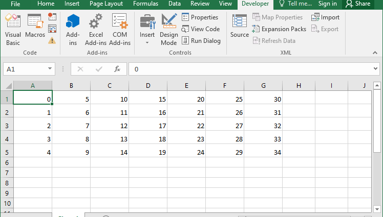 Through rows in Excel