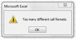 Too many different cell formats