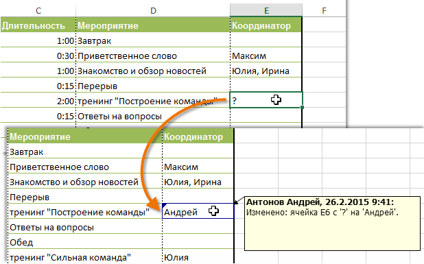 Track revisions in Excel