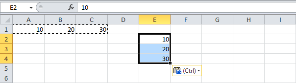 Transposing Data in Excel