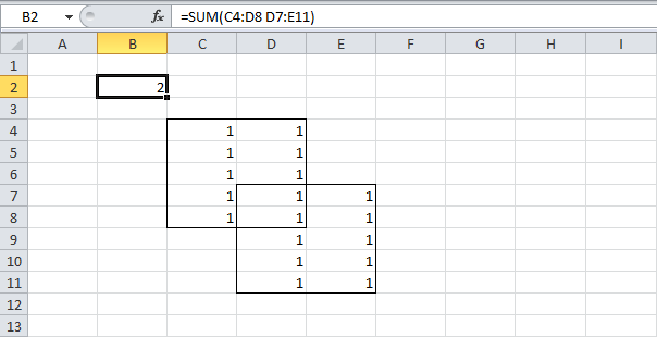 Union and Intersect Ranges in Excel