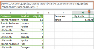 Using a combination of VLOOKUP and VIEW with SUM or SUMIF in Excel