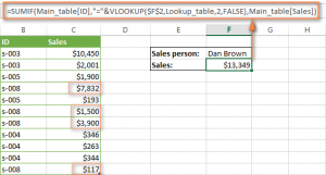 Using a combination of VLOOKUP and VIEW with SUM or SUMIF in Excel