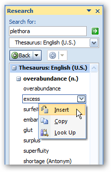 Using thesaurus and dictionary in Word for better writing