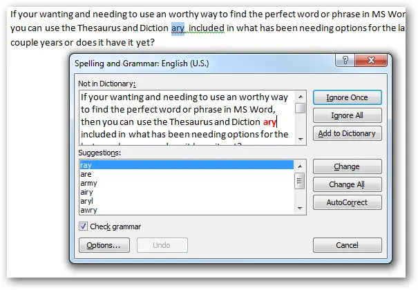 Using thesaurus and dictionary in Word for better writing