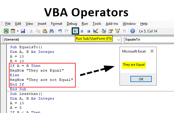 VBA-operatører og indbyggede funktioner