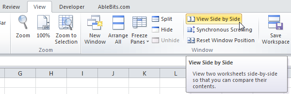 View Excel workbooks side by side