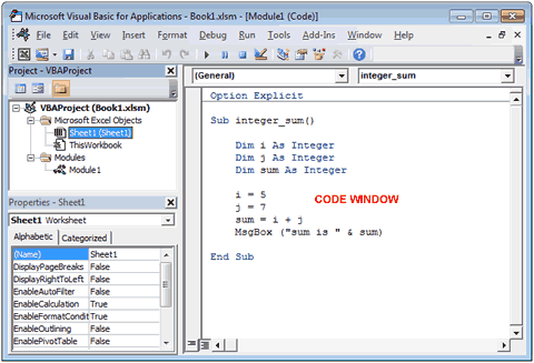 Visual Basic editor