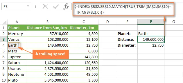 VLOOKUP function does not work - troubleshooting N/A, NAME and VALUE