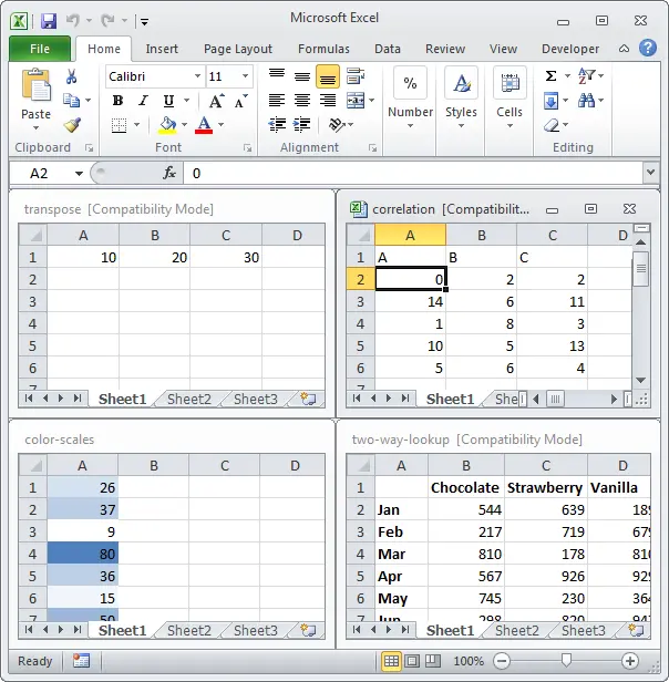 Workspace in Excel