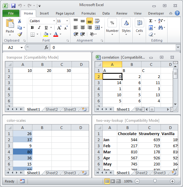 Workspace in Excel