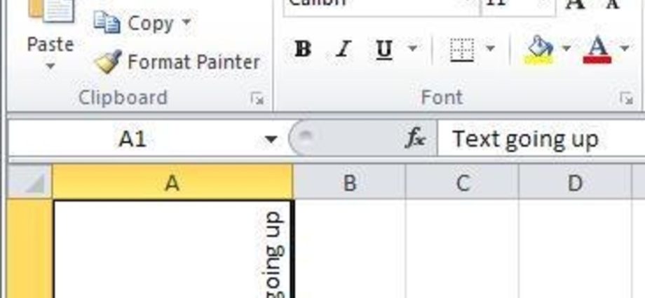 Writing vertical text in Excel