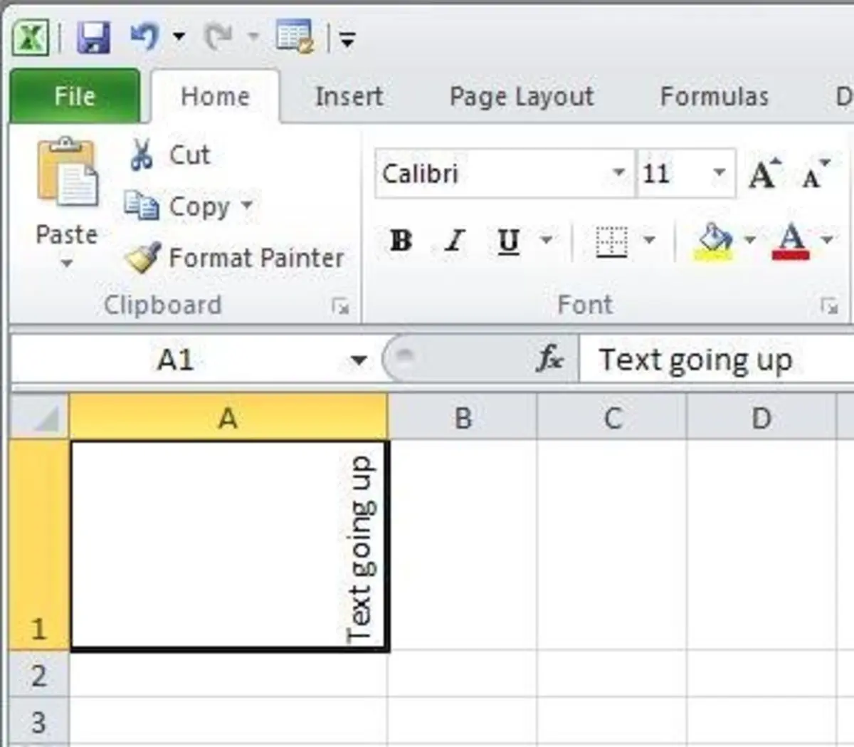 Writing vertical text in Excel