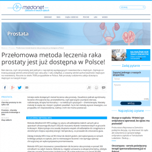 A breakthrough method of treating prostate cancer is now available in Poland!