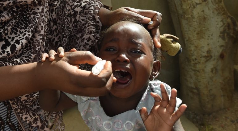 A child with the polio virus in Africa. This is the first case in five years