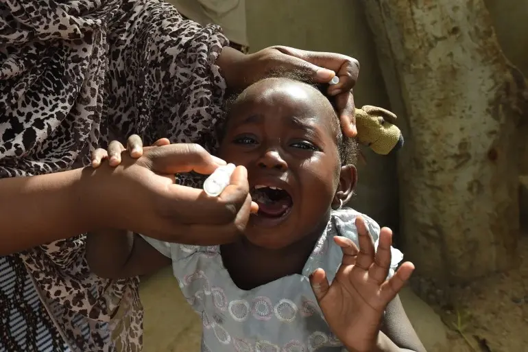 A child with the polio virus in Africa. This is the first case in five years