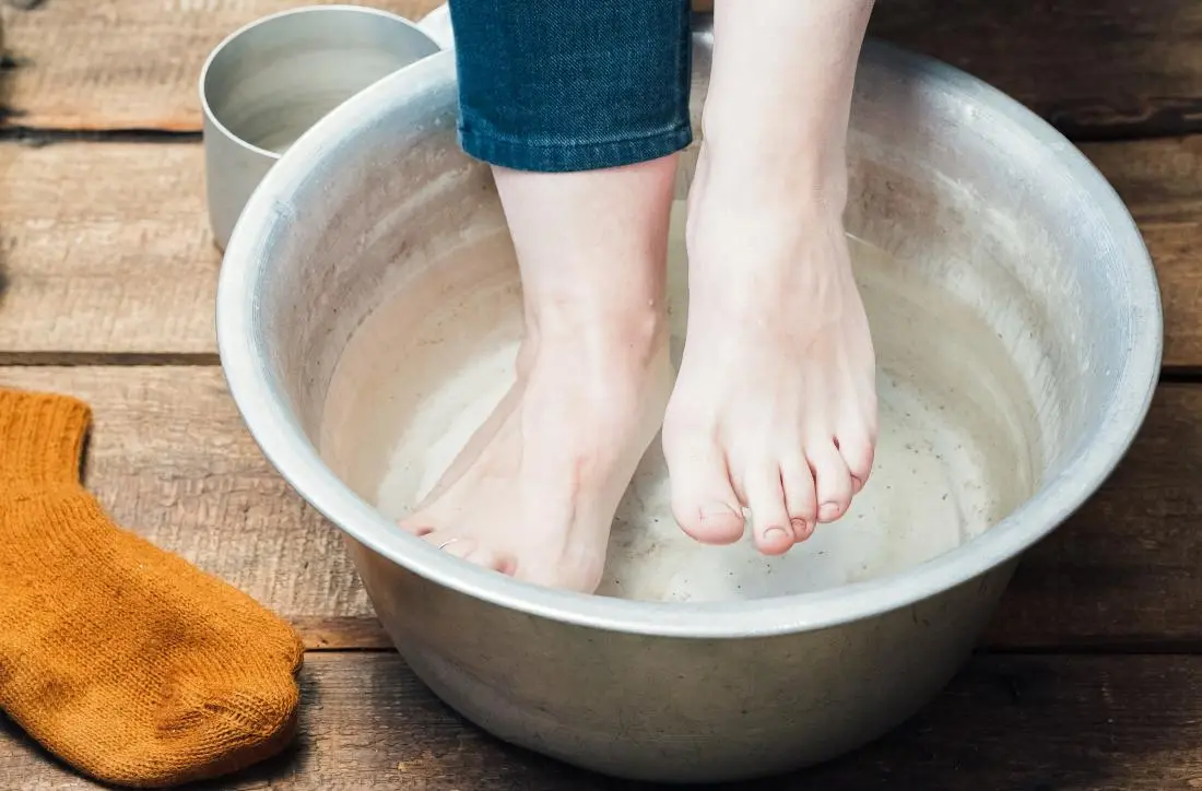 A home remedy for embarrassing ailments. What does soaking your feet in vinegar do?