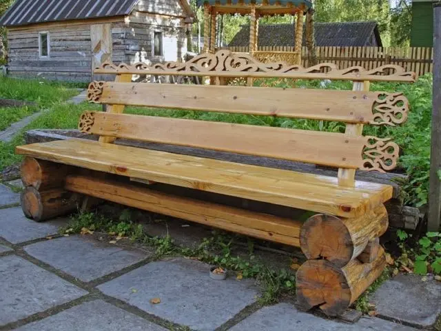 A log bench: how to do it yourself for a summer residence, drawings and photos