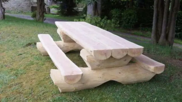 A log bench: how to do it yourself for a summer residence, drawings and photos