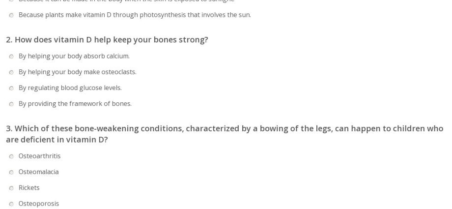 A quiz about elements and minerals. The question of vitamin D is one of the more difficult questions!