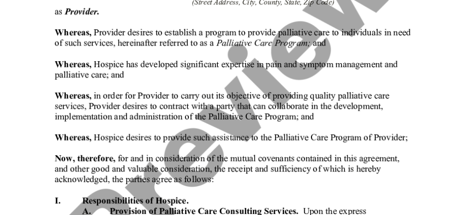 Agreements for Palliative Medicine