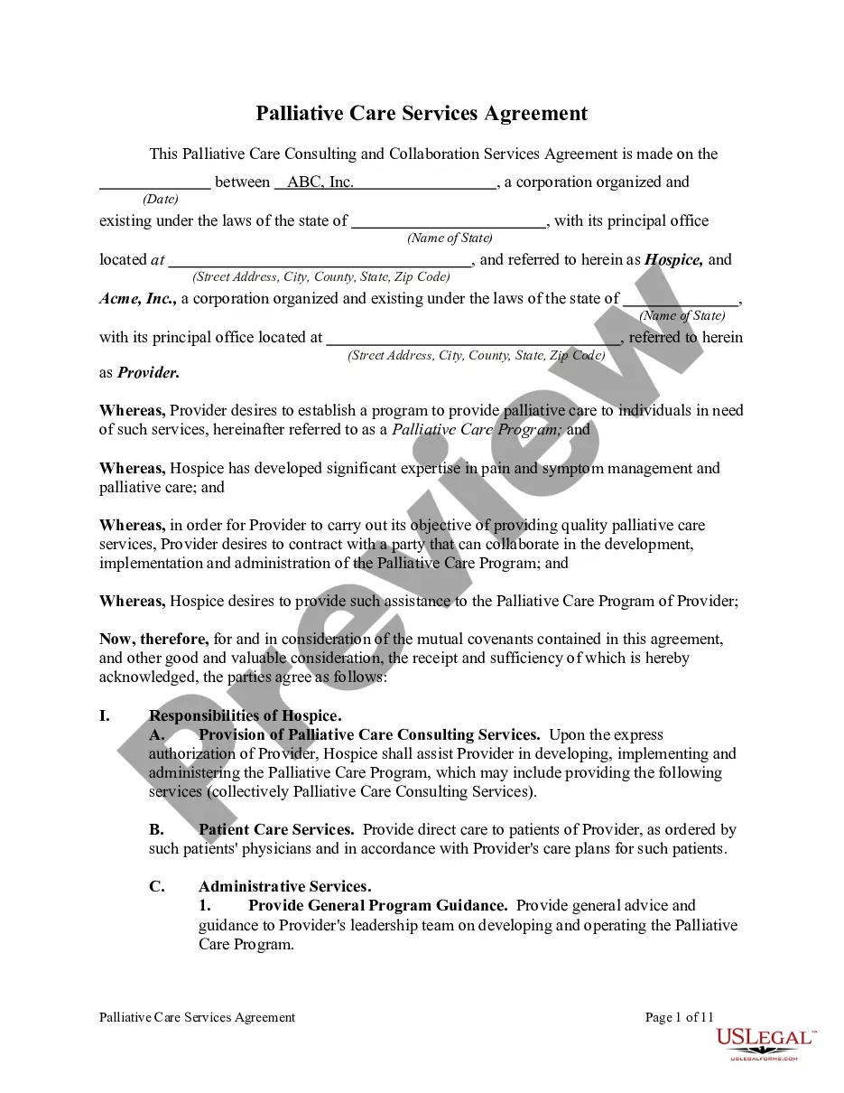 Agreements for Palliative Medicine