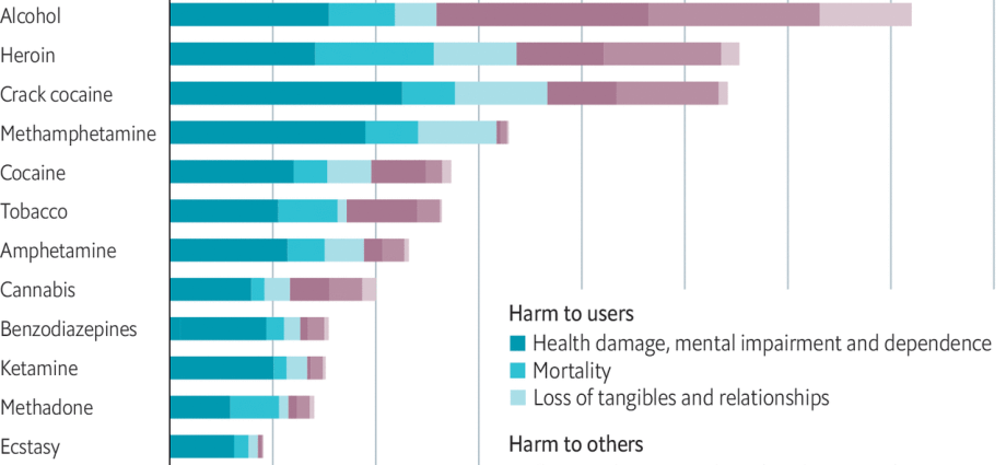 Alcohol is the most dangerous drug because of its social costs