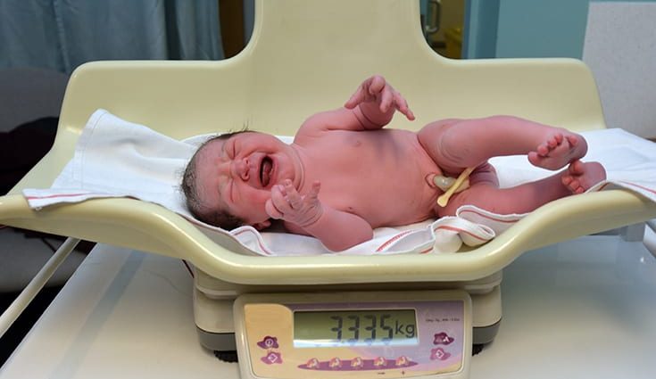 An almost 5 kg newborn was born naturally in water