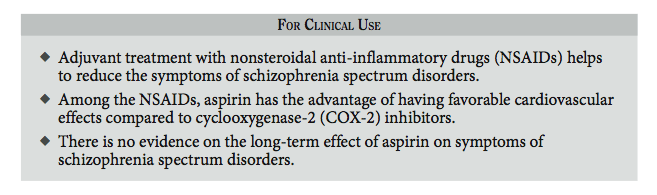 Aspirin supports the treatment of schizophrenia