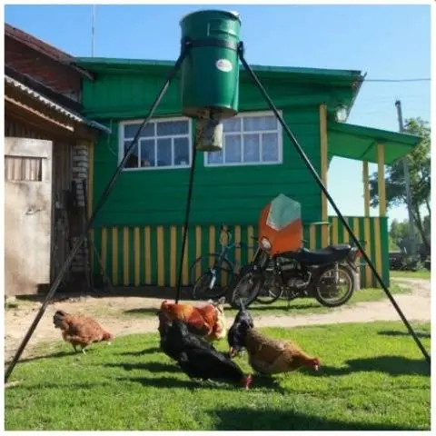 Automatic feeder for chickens own hands 