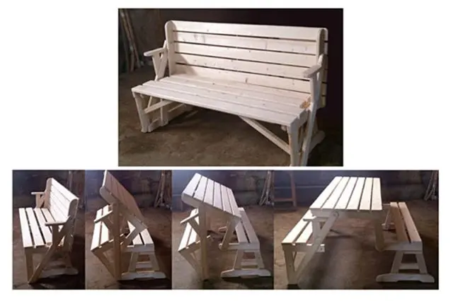 Bench-transformer with a canopy: the most successful model, drawings and photos