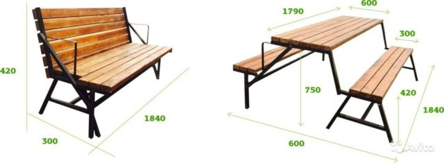 Bench-transformer with a canopy: the most successful model, drawings and photos