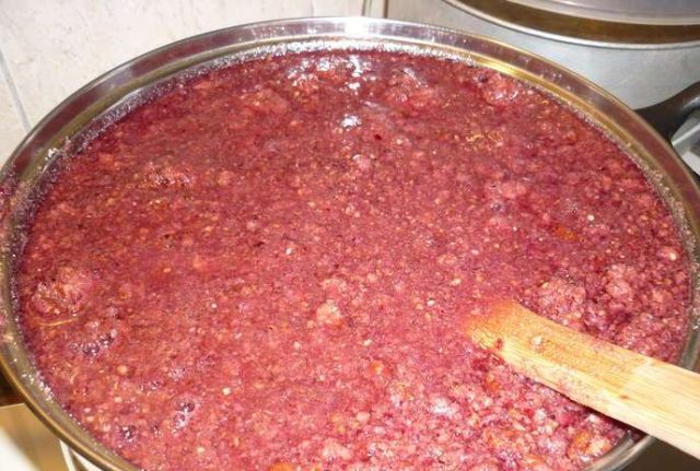 Bird cherry mashed with sugar