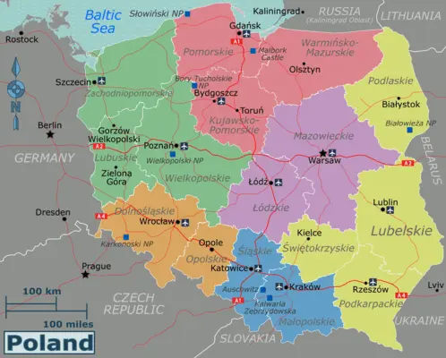 Black zones on the map of Poland. It is really bad in six provinces