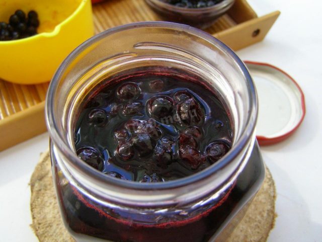 Blueberries mashed for the winter with sugar