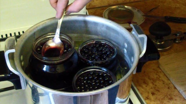 Blueberries mashed for the winter with sugar