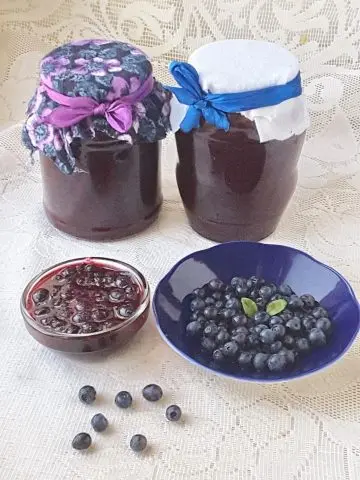 Blueberries mashed for the winter with sugar