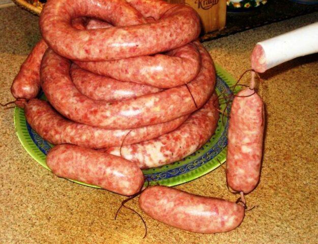 Boiled-smoked sausages from meat of turkeys, pork, beef and other types of meat