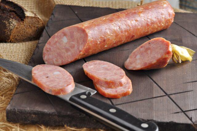 Boiled-smoked sausages from meat of turkeys, pork, beef and other types of meat