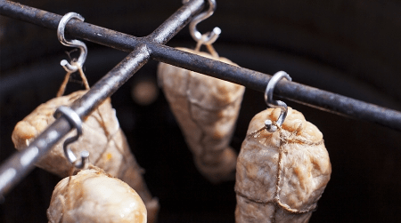 Boiled-smoked sausages from meat of turkeys, pork, beef and other types of meat