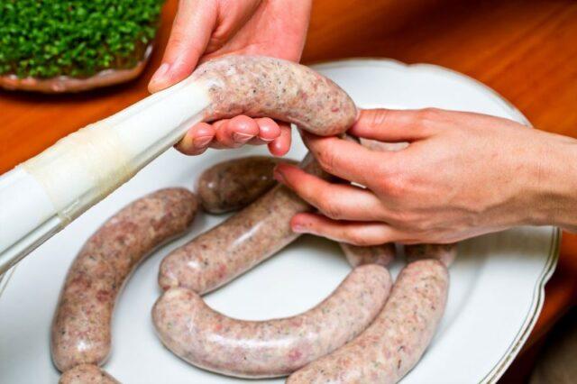 Boiled-smoked sausages from meat of turkeys, pork, beef and other types of meat