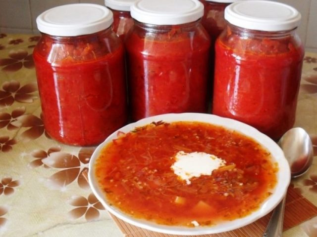 Borsch dressing for the winter without beets