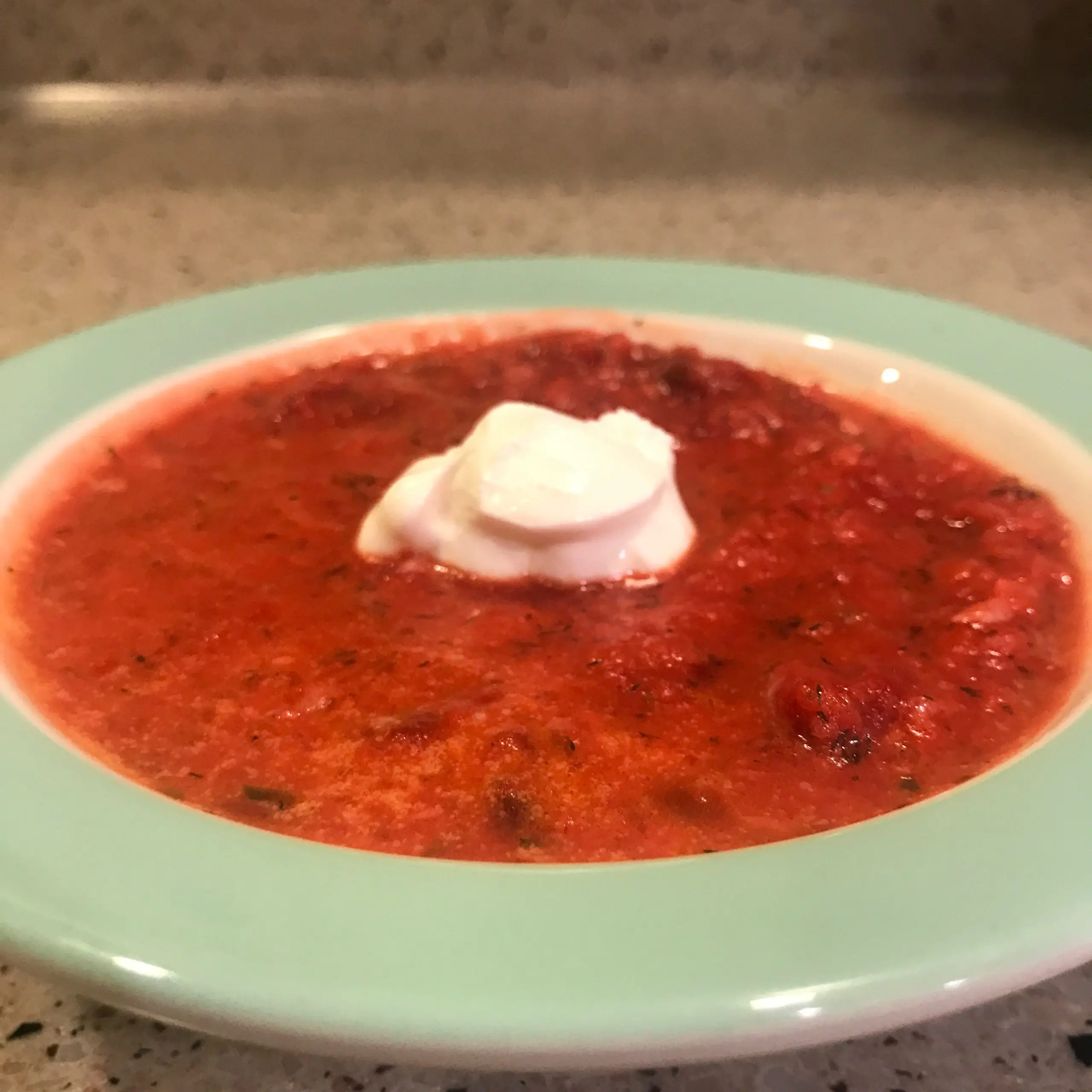 Borscht dressing with tomatoes