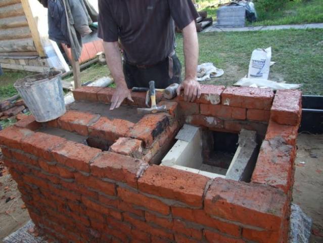 Brick gazebo with barbecue: project + drawings 