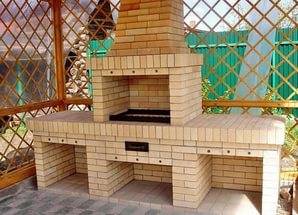 Brick gazebo with barbecue: project + drawings 