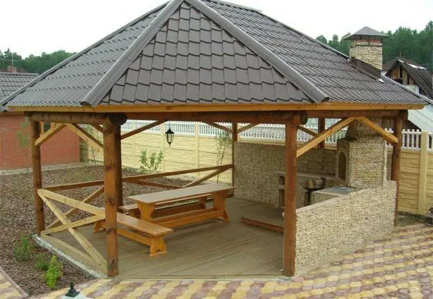 Brick gazebos: photo &#8211; simple and beautiful