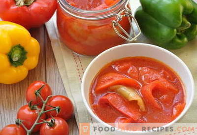 Bulgarian lecho on tomato juice for the winter