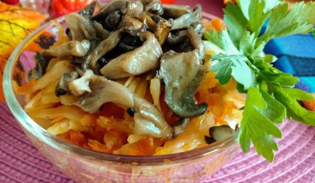 Cabbage stewed with oyster mushrooms: step by step cooking recipes